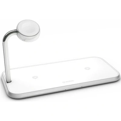 Image de ZENS Dual &amp; Apple Watch Chargeur sans fil en Aluminium 10 W Blanc