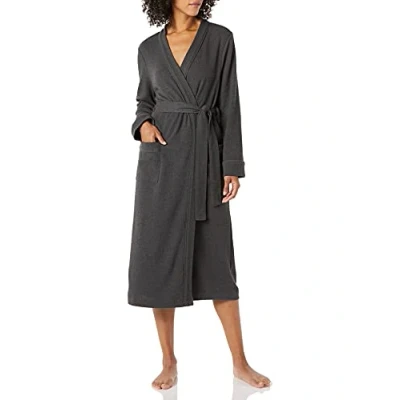 Image de Amazon Essentials Peignoir long, léger gaufré pour femme (disponible en grande taille), anthracite chiné, (taille S)