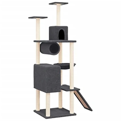 Afbeelding van Kattenmeubel met sisal krabpalen 168 cm donkergrijs