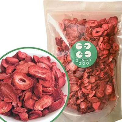 Image de ZingyZoo Tranches de fraises lyophilisées XXL, 500 g fruits lyophilisés naturels bruts qualité supérieure
