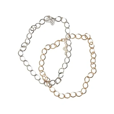 Afbeelding van Urban Classics BIG Classic Necklace 2 PACK Unisex Ketting goldcoloured/silvercoloured, Heren, Maat: One Size, Gold coloured/silver coloured