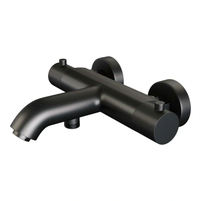 Afbeelding van Brauer Black carving Badkraan opbouw knoppen mat zwart