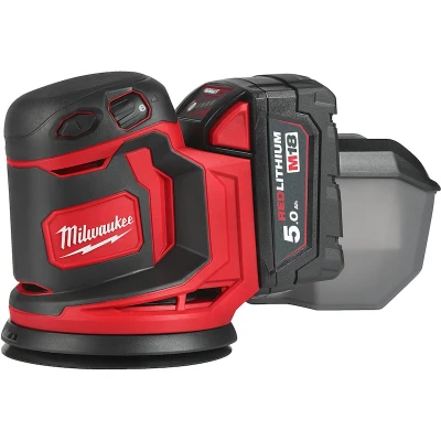 Afbeelding van Milwaukee M18 BOS125 502B Li Ion Accu excentrische schuurmachine set (2x 5.0Ah accu) in tas 125mm