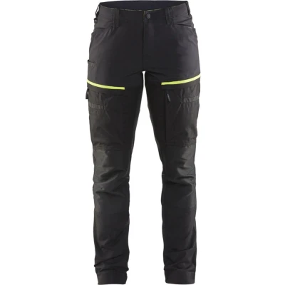 Afbeelding van Blaklader Servicewerkbroek met stretch voor dames 7166 1845 Zwart/High Vis Geel C40
