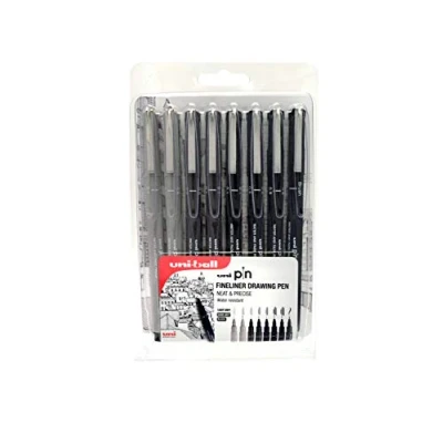 Afbeelding van uni ball 153544972 kwast, 8 stuks, lichtgrijs / donkergrijs zwart, verschillende maten