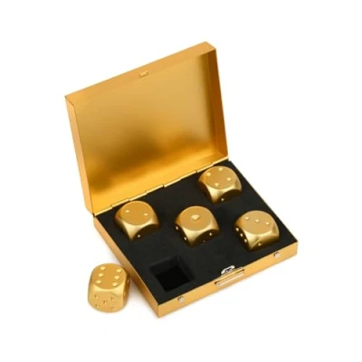Afbeelding van SCSpecial Gouden Dobbelstenen Aluminiumlegering 5 Stuks 16 mm Draagbare Metalen Met Vierkante 6 Gezichtsdobbelstenen Voor Het Drinken Van Een Party Game Goud
