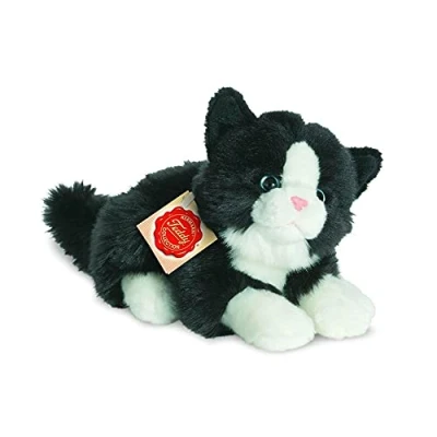 Afbeelding van Hermann Teddy Collection 906896 pluche dier kat leugen 20 cm zwart/wit