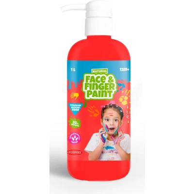 Afbeelding van Natural Face &amp; Finger Paint 1000 ml Bottle Dispenser Rood