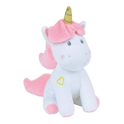 Afbeelding van Jemini 023741 eenhoorn pluche +/ 19 cm met rammelaar, wit/roze