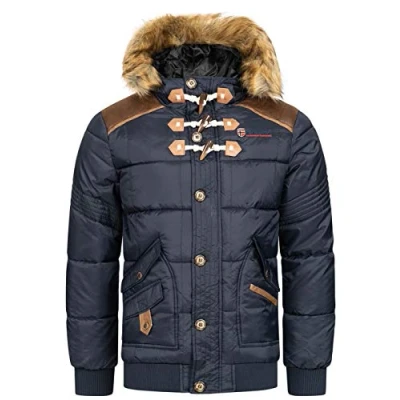 Afbeelding van Geographical Norway BELPHEGORE MEN Warm gewatteerd donsjack voor heren jas met warme voering windjack lange mouwen van lichte stof, Marinier