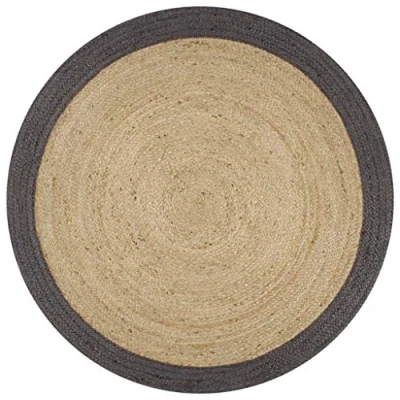 Image de vidaXL Tapis fait à la main Jute avec bord gris foncé 90 cm