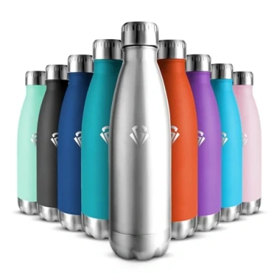 Image de HoneyHolly Gourde Isotherme, Acier Inoxydable 18/8, Bouteille 500ML Sans BPA, Inox Enfant, Étanche Double Isolation, pour Le Camping, Les Écoles, Gymnases