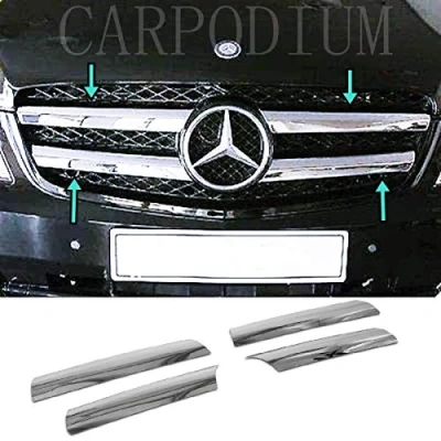 Afbeelding van Chrome 4 stuks roestvrijstalen frontrooster voor Mercedes Vito W639 Facelift 2010 2014