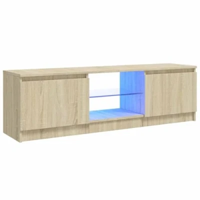 Image de vidaXL Meuble TV avec lumières LED chêne sonoma 120x30x35,5 cm804286