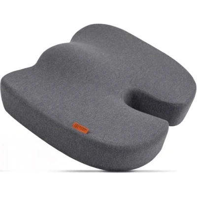 Afbeelding van DYNMC you Ergonomisch zitkussen stoel comfortabel zitten op kantoor en thuis ontlastend voor rug, heupen, stuitbeen perfect bureaustoel premium traagschuim kussen in grijs