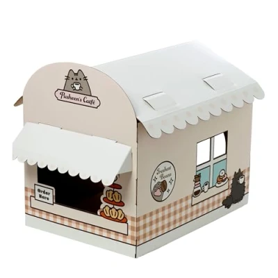Afbeelding van Speelhuisje Poes Pusheen the Cat Pusheens Catfe Order Here DIY Karton 39x39x49cm