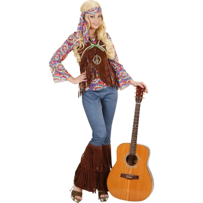 Afbeelding van &quot;Coole Flower Power kostuum voor dames Verkleedkleding XL&quot;
