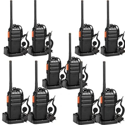 Afbeelding van Retevis RT24 Walkietalkie, PMR446 zonder licentie, 16 kanalen, CTCSS/DCS VOX, oplaadbare walkietalkie met oortjes, lange reikwijdte voor zaken, producten en diensten (zwart, 10 stuks)