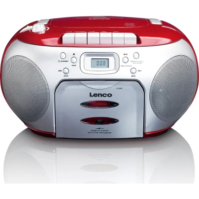 Afbeelding van Lenco boombox scd 420 red portable stereo fm radio with cd player and cassette A002469