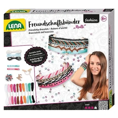 Afbeelding van Lena Vriendschapsarmbandenset Meisjes 20 Cm Katoen Roze/blauw