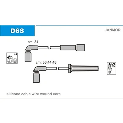 Afbeelding van JANMOR D6S Bougiekabelset DAEWOO: Lanos Hatchback, Saloon