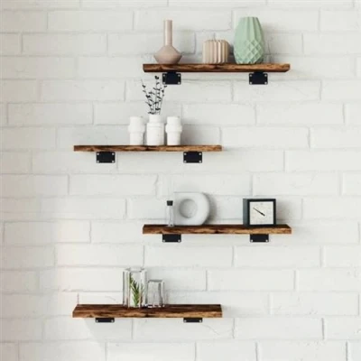 Afbeelding van vidaXL Wandschappen 4 st 40x10x1,5 cm bewerkt hout gerookt eikenkleur