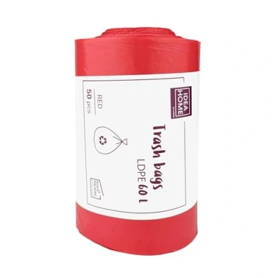 Afbeelding van D.RECT 50 stuks robuuste vuilniszakken, ideaal voor dagelijks gebruik, thuis, kantoor, keuken en catering, 60 liter, rood