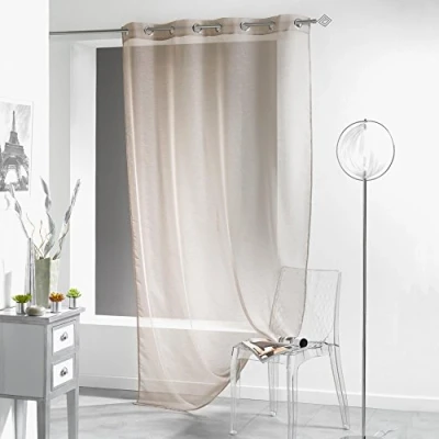 Afbeelding van douceur d&#039;intérieur, Gordijn met ogen (140 x 240 cm) Lissea Taupe, gezandstraald voile