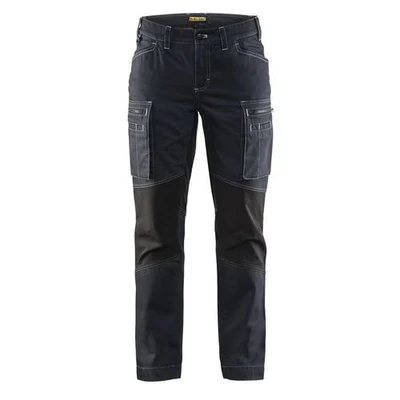 Image de Pantalon services stretch femme marine/noir, lavage industriel