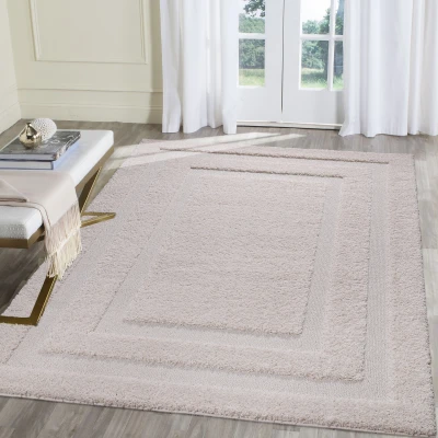 Afbeelding van Luxus Shaggy Hoogpolig Vloerkleed Modern Geometrisch Design Effen Creme Rechthoekig Zacht en Luxe Tapijt Rechthoek Polypropyleen 140x200