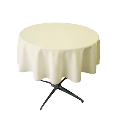 Afbeelding van LA Linen Tafelkleed van polyester popeline, rond, 147,3 cm, ivoor