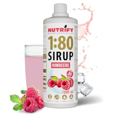 Afbeelding van NUTRIFY Vital Fitnessdrank 1:80 siroop 1 L framboos, geconcentreerde drank met vitaminen en carnitine zonder suiker geeft 80 liter caloriearme sportdrank, 1000 ml