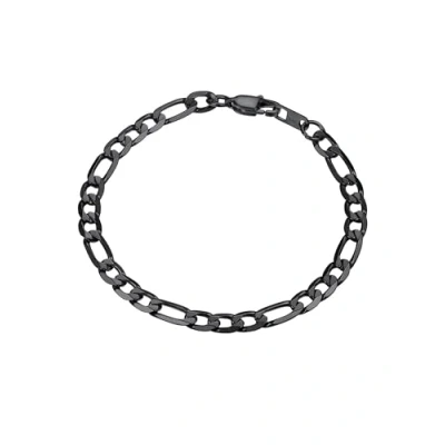 Afbeelding van PROSTEEL Herenarmband, pantserketting Figaro, 1+3, sieraden van staal/geelgoud/metaal, zwart, voor jongens, breedte 6 mm, 9 13 21 cm