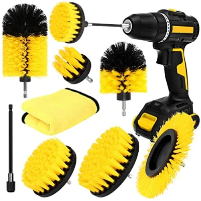 Afbeelding van Borstelopzetstuk, boormachine, set van 8 stuks, bevestigingsborstel, reinigingsborstel, power scrubber, reinigingskit, velgenborstel, voor velgen, tegels, keuken, vloeren, badkuip, blauw