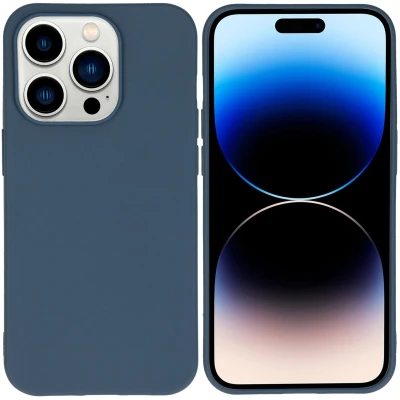Afbeelding van iMoshion Hoesje Geschikt voor iPhone 14 Pro Siliconen Color Backcover Donkerblauw