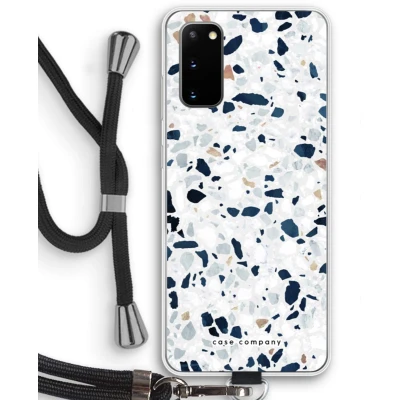 Afbeelding van Case Company® hoesje met Koord geschikt voor Samsung Galaxy S20 Terrazzo N1 Telefoonhoesje Zwart Bescherming aan alle Kanten en Over de Schermrand