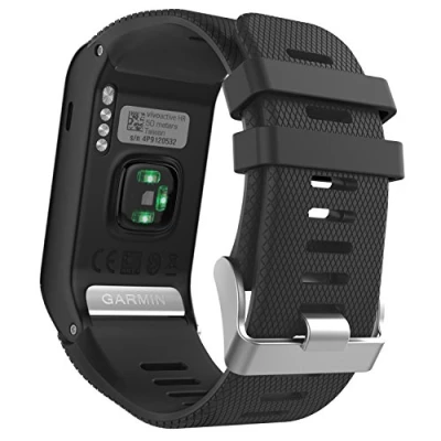 Afbeelding van MoKo Armband compatibel met Garmin Vivoactive HR, reservearmband van zachte siliconen voor HR adaptergereedschap, zwart