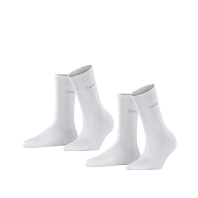 Image de ESPRIT Uni 2 Pack W SO coton unies lot de paires, Chaussettes Femme, Blanc (White 2000), 35 38