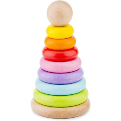 Afbeelding van New Classic Toys Vormenpuzzel Regenboog Stapeltoren Verschillende Kleuren