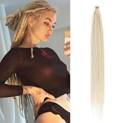 Afbeelding van 20 strengen dreadlock extensions, 61 cm, synthetisch, hippie, enkelzijdige dreads, gember, 0,6 breedte Loc Reggae stijl, gehaakt haar voor vrouwen (613)