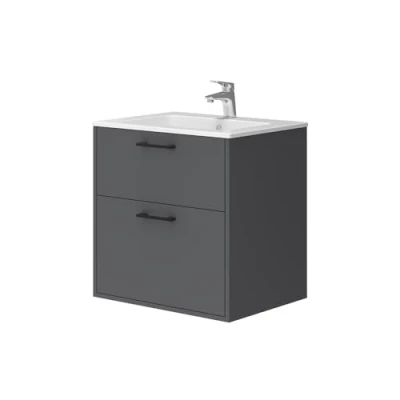 Afbeelding van Vicco Badkamermeubelset Lanco, Antraciet, 61 x 61.5 cm met wastafel