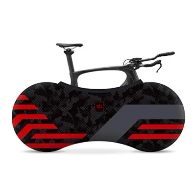 Afbeelding van Velo Sock Indoor fietsenstalling, standaard design&quot;Red Lines&quot;, ideaal voor 26&quot; 29&quot; fietsen, 3D stretch, machinewasbaar, Eén maat