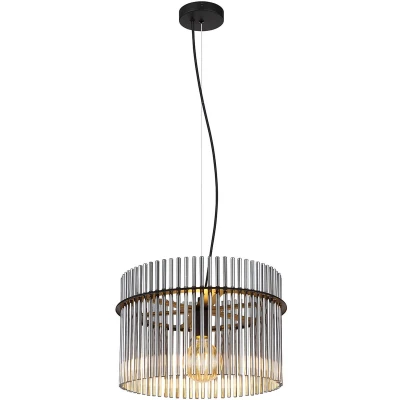 Afbeelding van Glory Hanglamp 1 lichts zwart met smoke glas staven Modern Globo