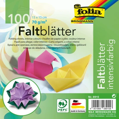 Afbeelding van Vouwblaadjes Folia 70gr 15x15cm 100 vel assorti kleuren