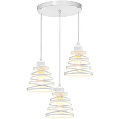 Afbeelding van iDEGU 3 x Moderne Hanglampen Plafondlamp Creatief Design Gevlochten Hoofdbanden E27 Vintage Hanglamp voor Slaapkamer Woonkamer Keuken (15 cm, Wit, Plat)