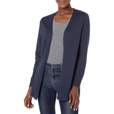 Image de Amazon Essentials Gilet Ouvert sur Le Devant Léger (Grandes Tailles Disponibles) Dames, Bleu Marine, XL