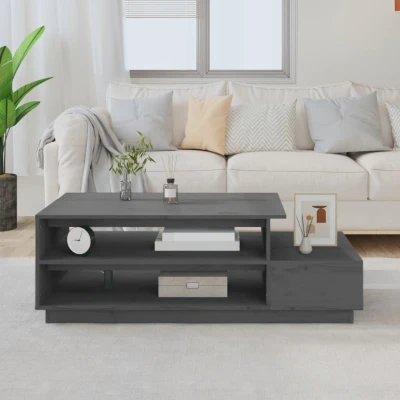 Afbeelding van Salontafel 120x50x40,5 cm massief grenenhout grijs