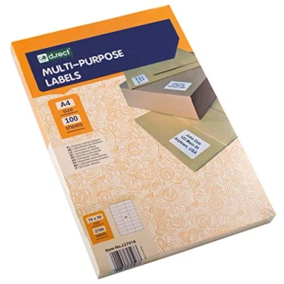 Afbeelding van D.RECT Universele etiketten zelfklevend (70x30mm in DIN A4) bedrukbaar 100 vel / 27 etiketten/vellen 2700 stuks wit