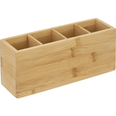 Afbeelding van 5Five Organizer met 4 vakken Bamboe Tandenborstelhouder Pennenhouder Pennebakjes