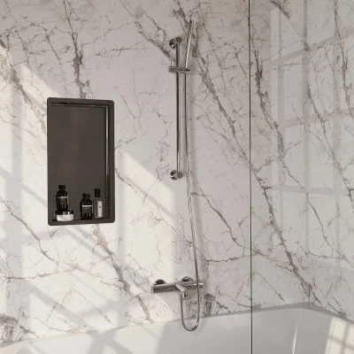 Afbeelding van Brauer Chrome Edition Badkraan Opbouw glijstang 2 functies gladde knoppen handdouche staaf 1 stand chroom